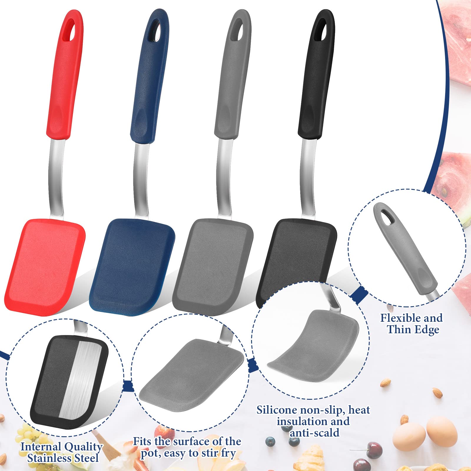 Gejoy mini silicone spatula blue helps stir, scoop, and protect nonstick surfaces.