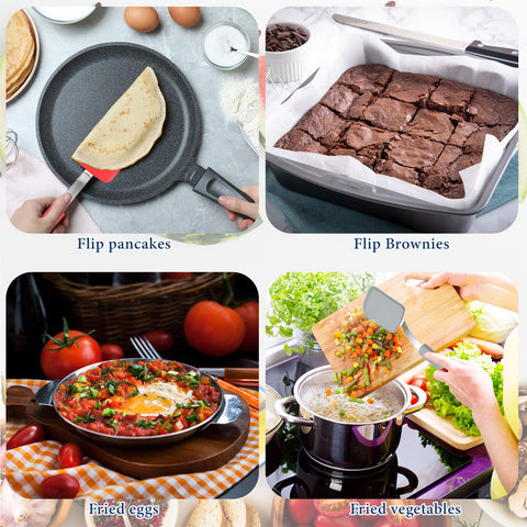 Gejoy silicone spatula heat resistant for high-temp baking and easy clean-up.