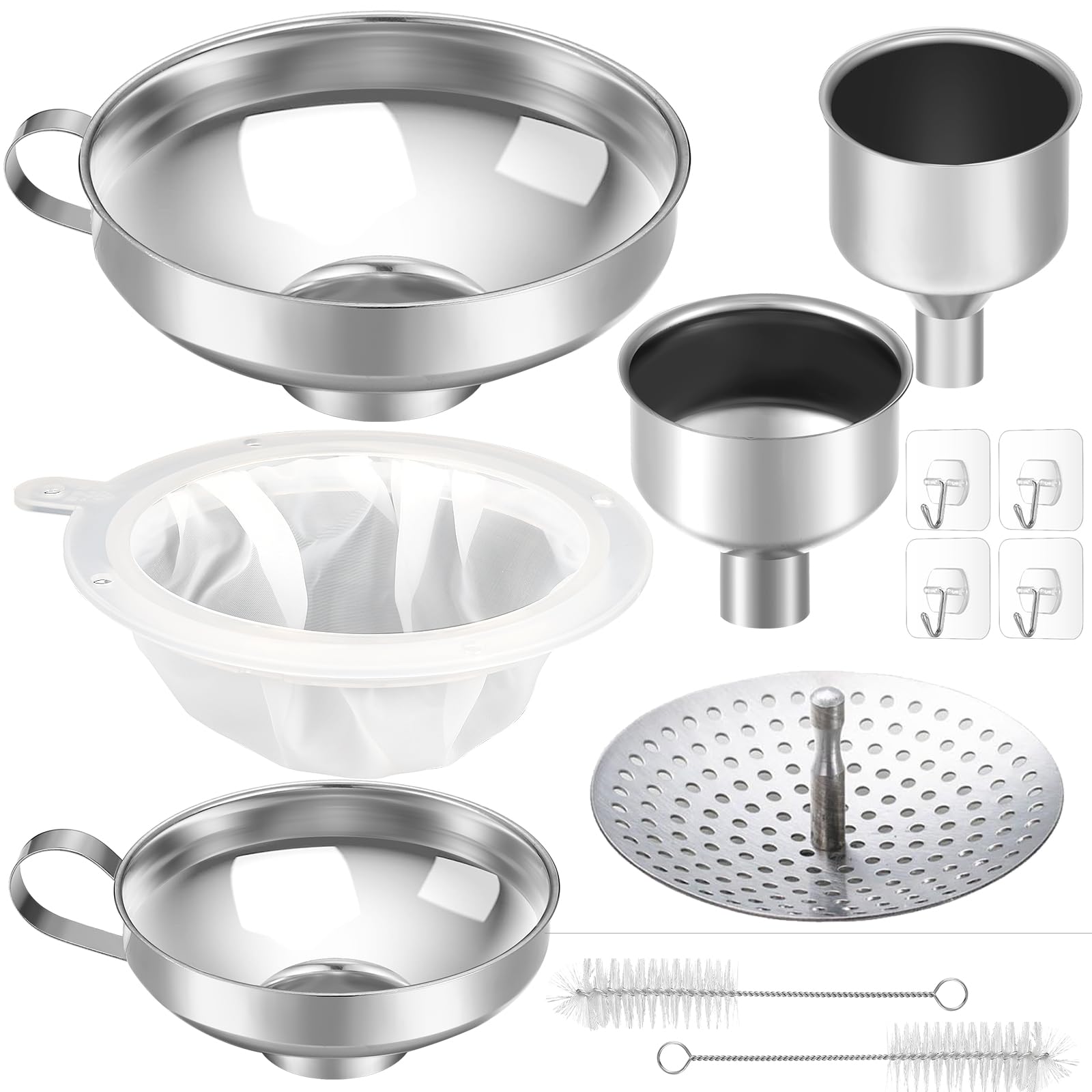 Gejoy wide-mouth funnel large with handle for safe, spill-free pouring