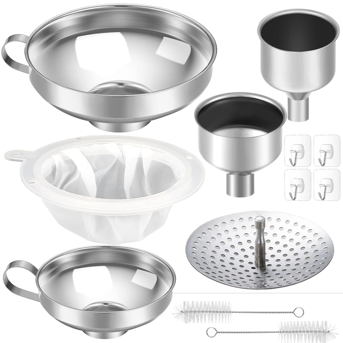 Gejoy wide-mouth funnel large with handle for safe, spill-free pouring