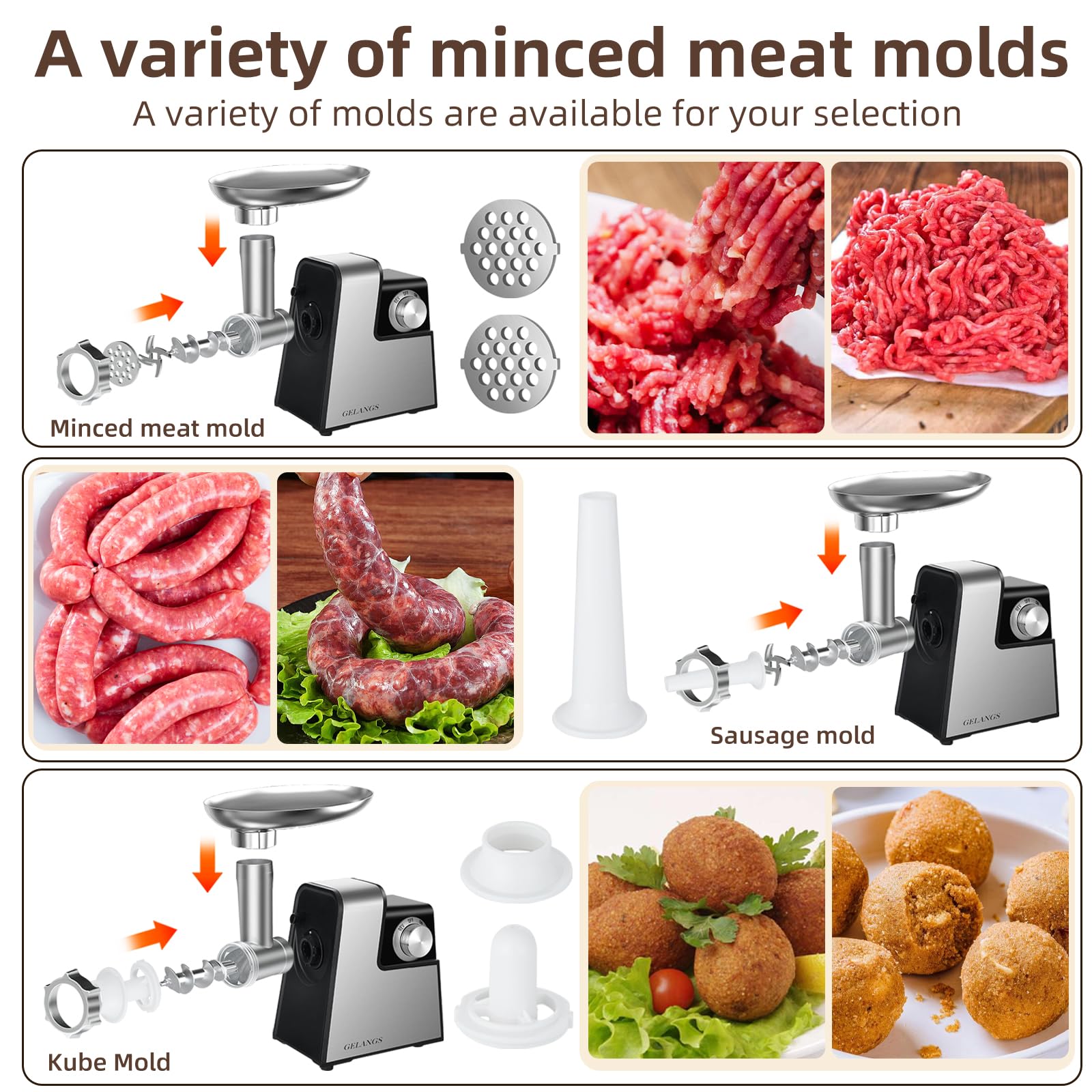 GELANGS blades included provide clean, efficient meat chopping.