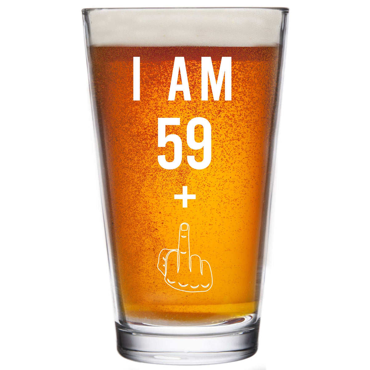 Gelid 59 plus 1 pint glass with bold design, ideal for craft beer lovers at birthdays