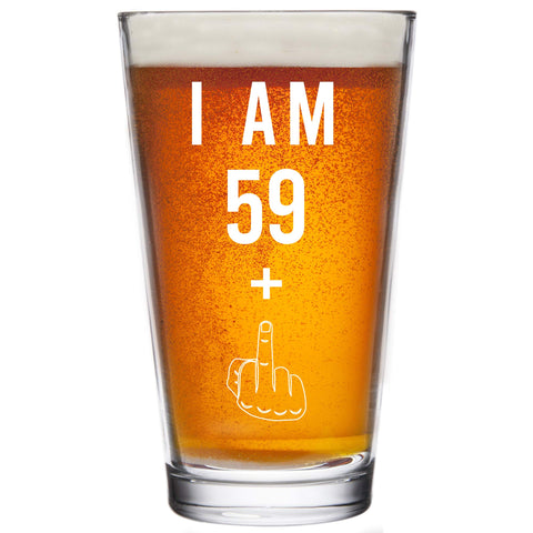 Gelid 59 plus 1 pint glass with bold design, ideal for craft beer lovers at birthdays