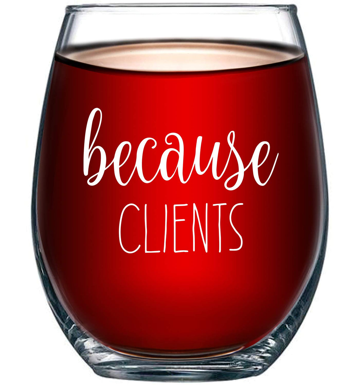 Gelid Because Clients stemless glass front view for humorous gifting