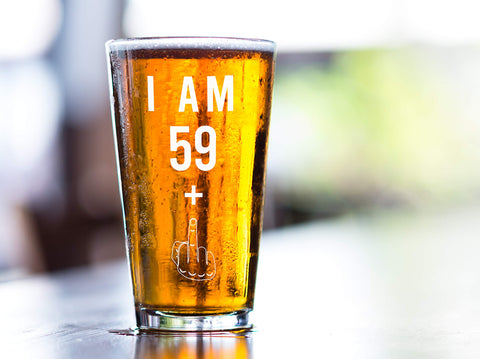 Gelid cheeky hand gesture graphic on glass for humorous 60th celebrations