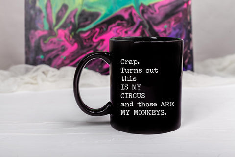 Gelid mug back view showcasing bold message for desk-side humor.