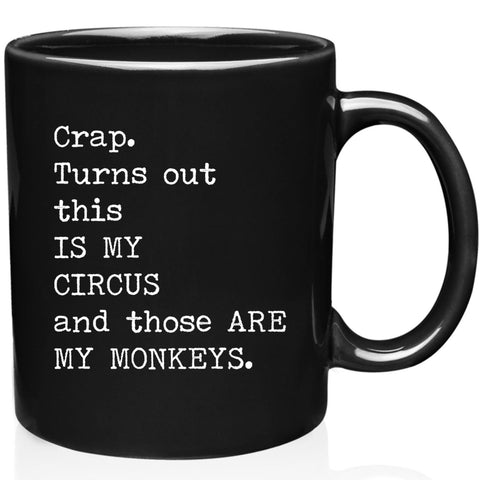 Gelid mug front view with Circus Monkeys design offers daily motivation.