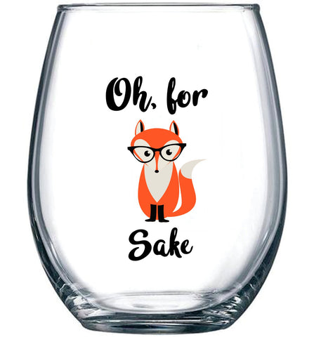 Gelid Oh For Fox Sake 15 oz stemless glass with fox motif for playful office coffee moments.