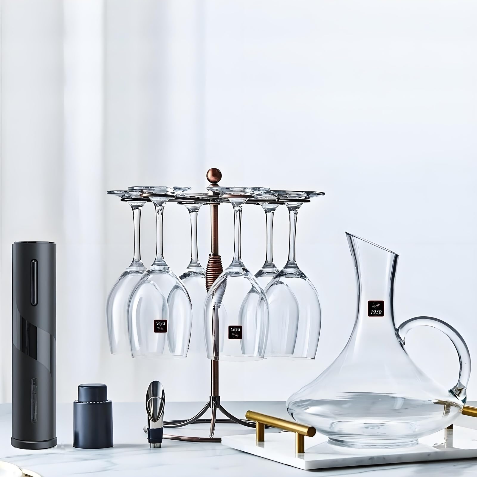 GeLive antiqued bronze stemware display rack adds elegant decoration while organizing glasses.