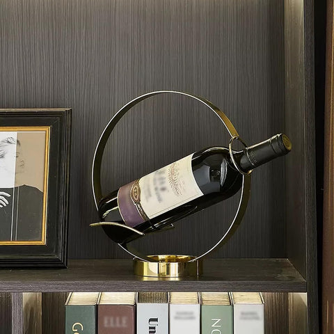 GeLive Gold tabletop wine bottle stand on a kitchen counter