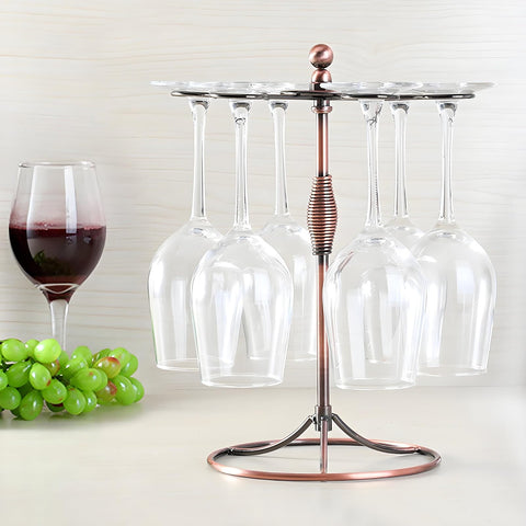GeLive six-glass stemware rack highlights sturdy steel construction for countertop use.