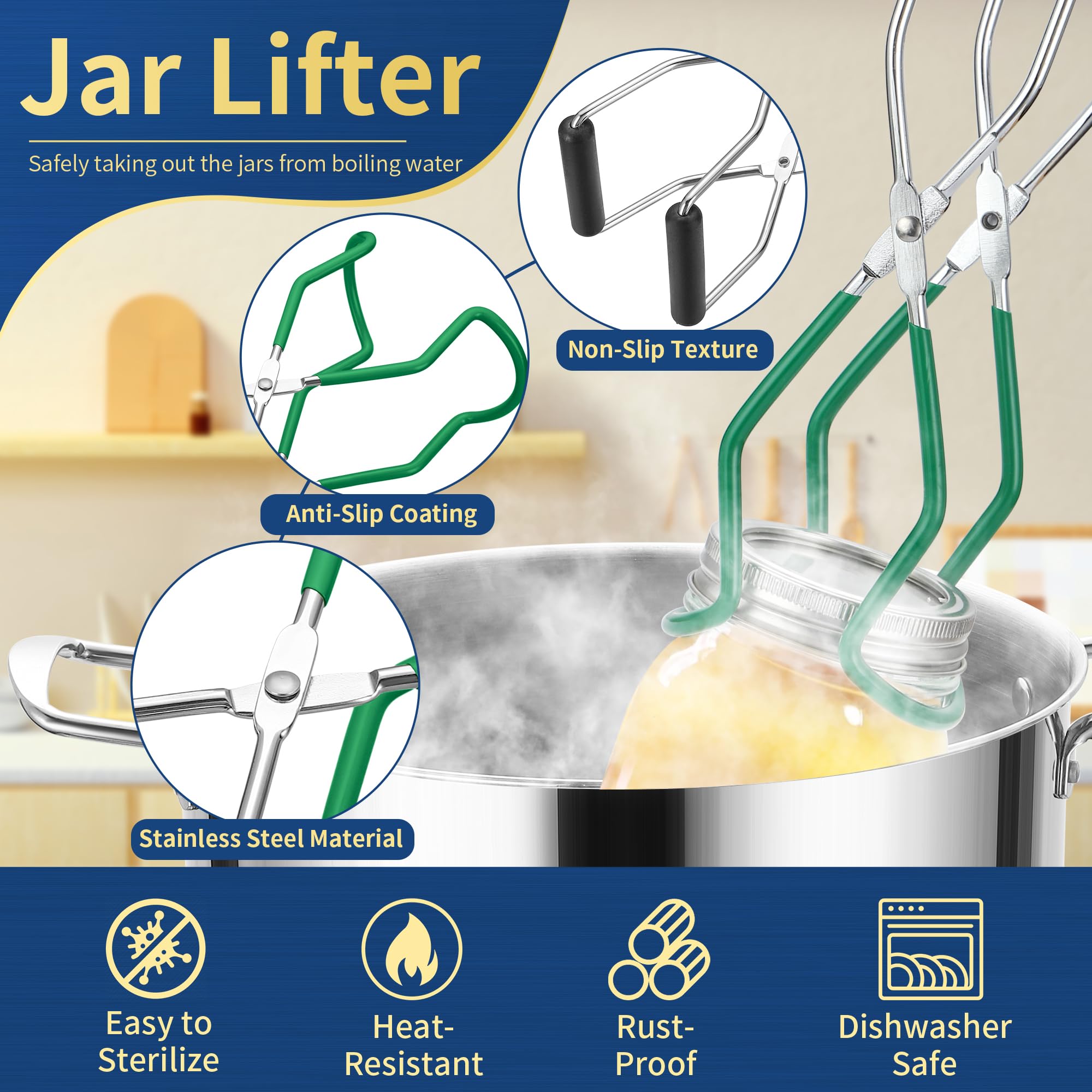 Gemfino Canning Kit jar wrench aids secure jar positioning during processing