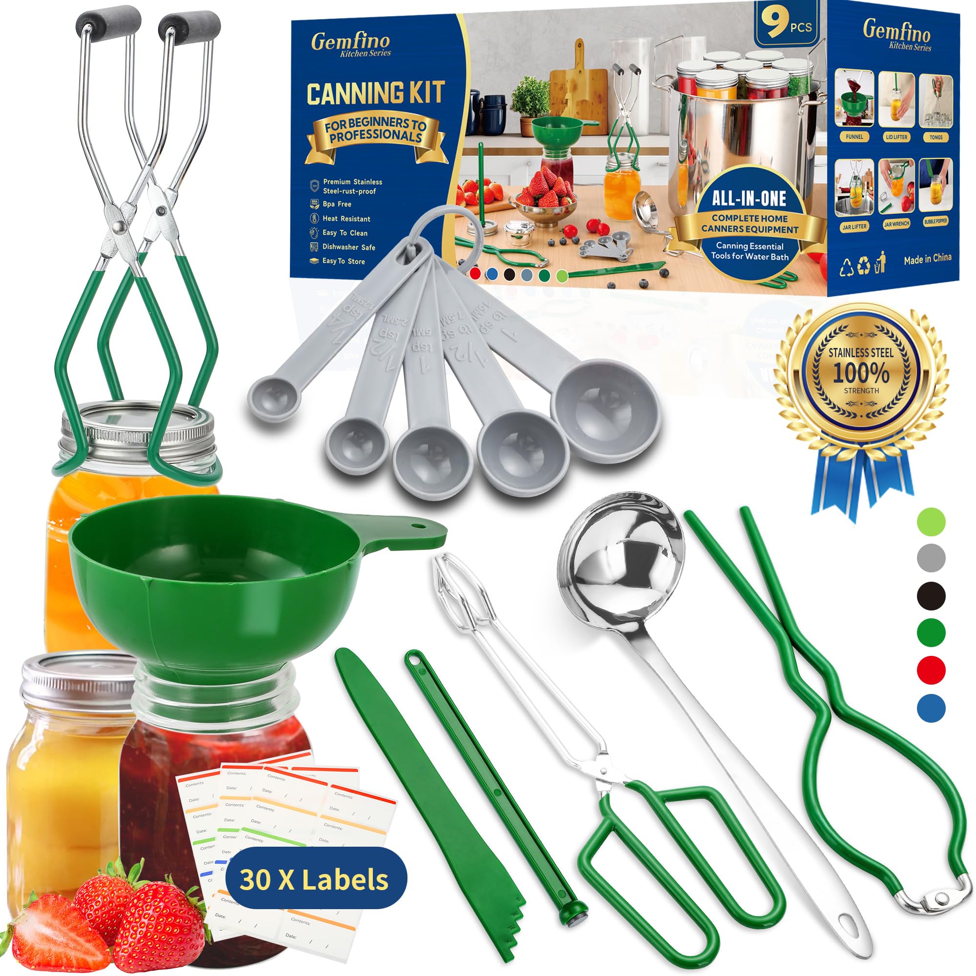 Gemfino Canning Kit wide-mouth funnel for spill-free filling