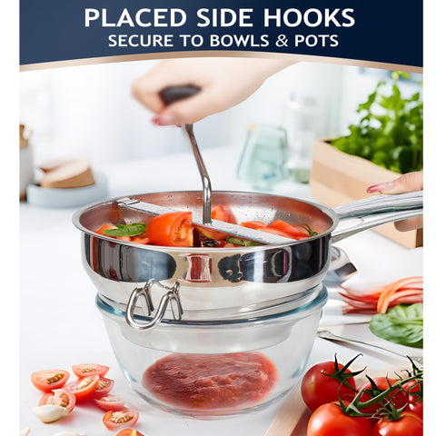 Gemfino dual-hook attachment keeps the mill stable on bowls during use.