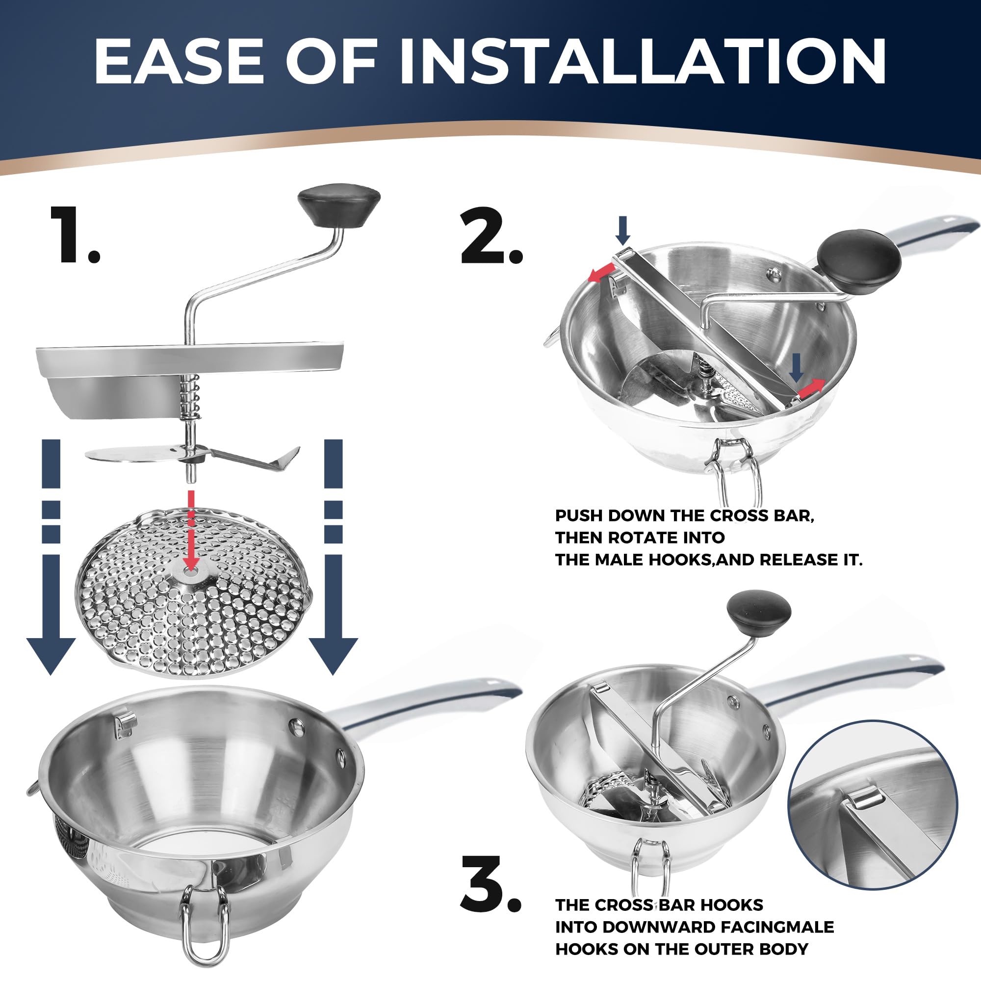 Gemfino stainless steel design resists stains and stays shiny after dishwashing.