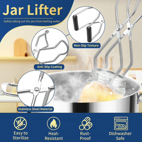 Gemfino mason jar lifter keeps jars safe during transfer.