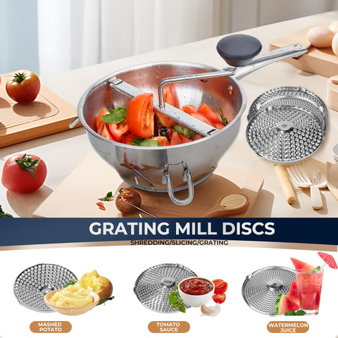 Gemfino multi-purpose spoon aids pressing and scraping for faster processing.