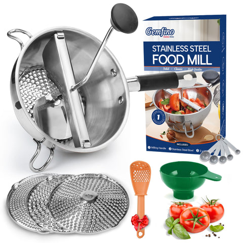 Gemfino stainless steel food mill durable design for everyday kitchen use.