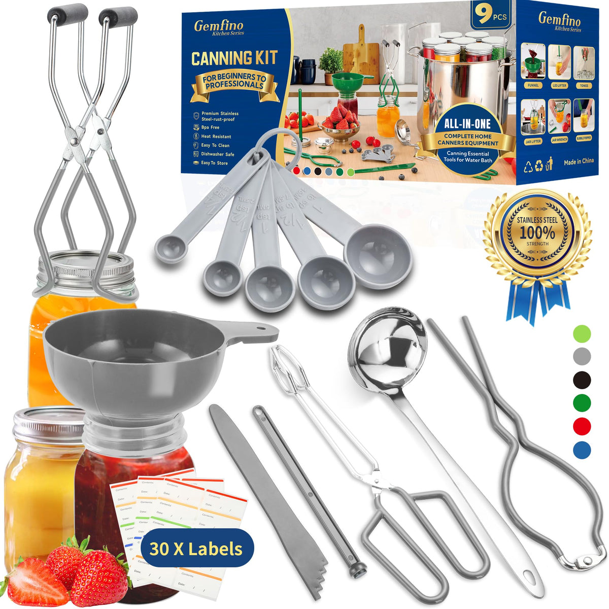 Gemfino wide-mouth funnel for precise pouring and mess-free canning.
