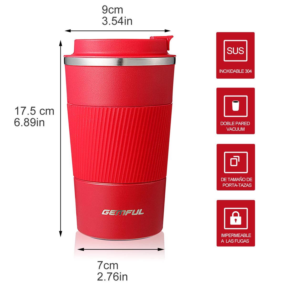 GEMFUL stainless steel coffee tumbler offers a sleek daily solution.