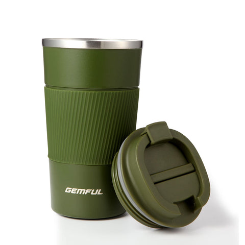 GEMFUL To Go coffee mug with lid keeps beverages hot and spill-free for busy days.