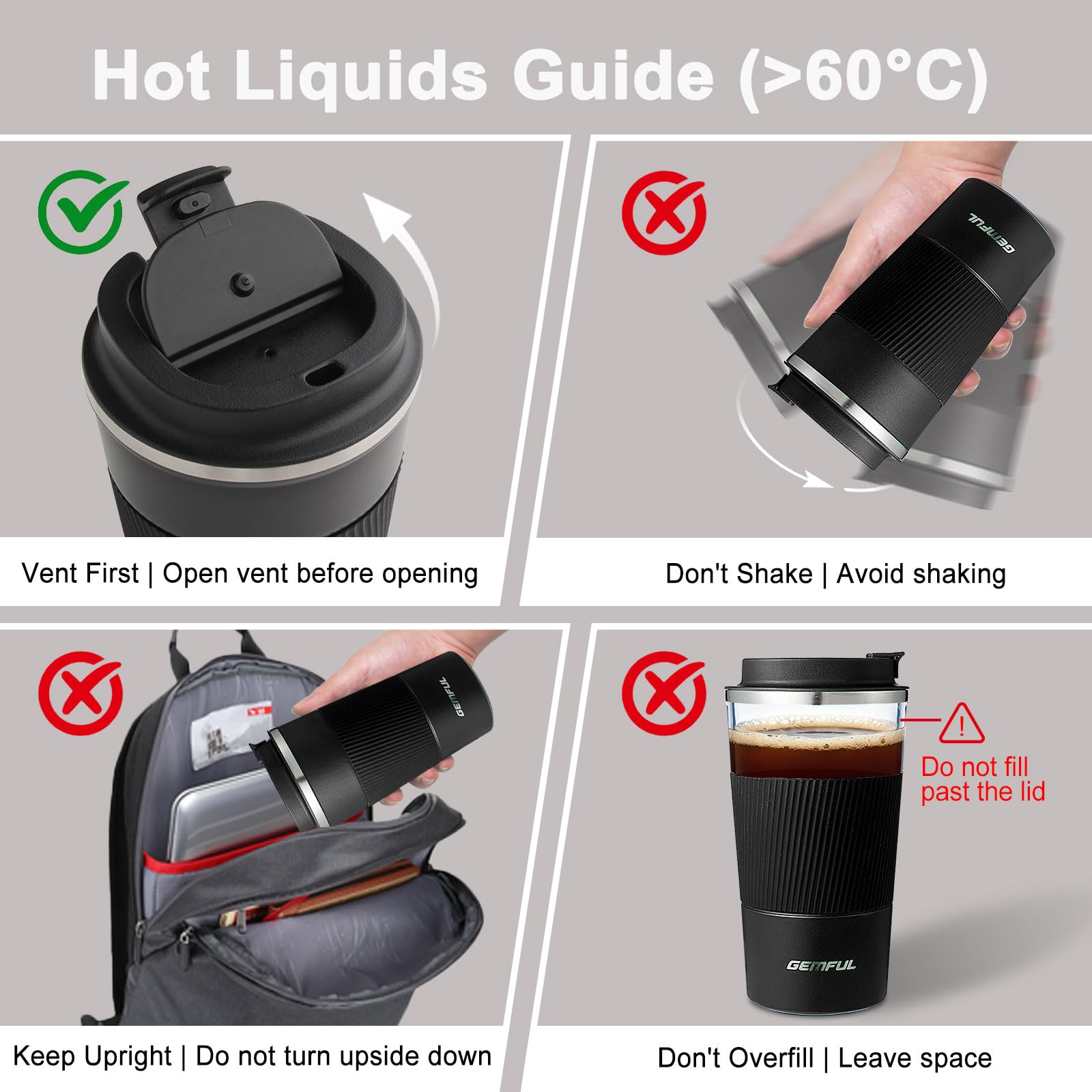 Gemful leak-proof lid emphasizes splash-free sipping anywhere you go