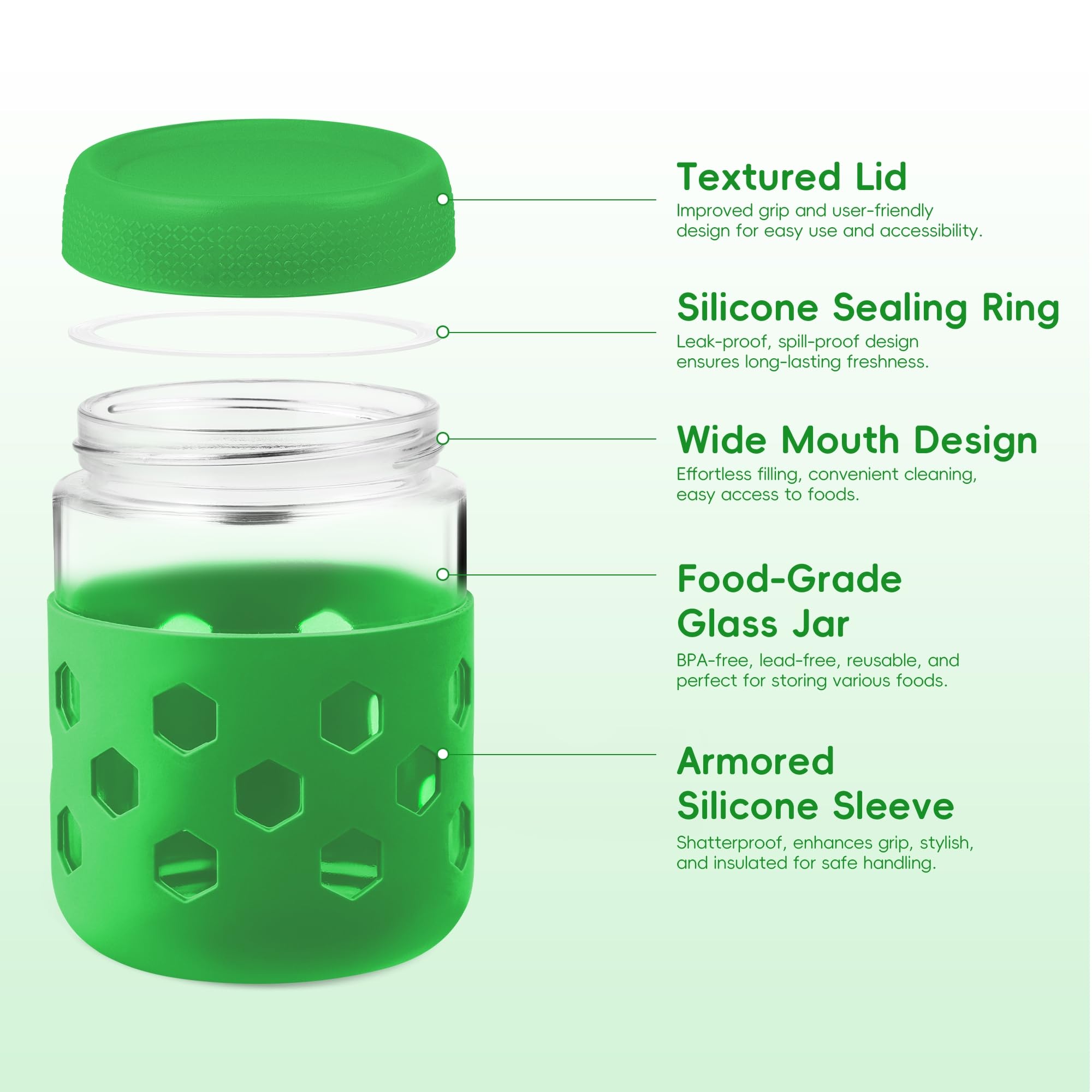 Gemice airtight lids with gasket help keep contents fresh and ready to scoop.