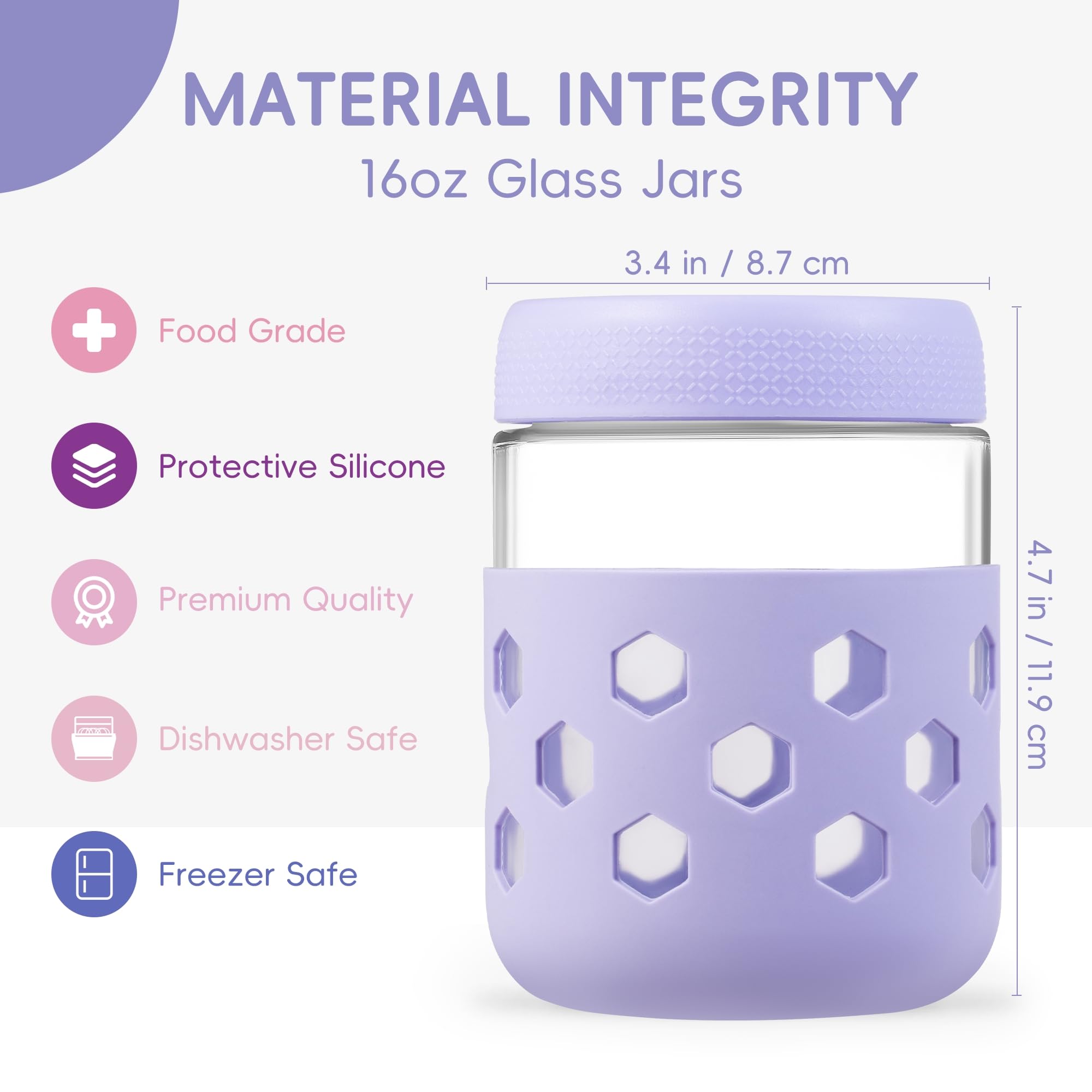 Gemice 16 oz jars are dishwasher-safe and freezer-friendly for easy meal prep