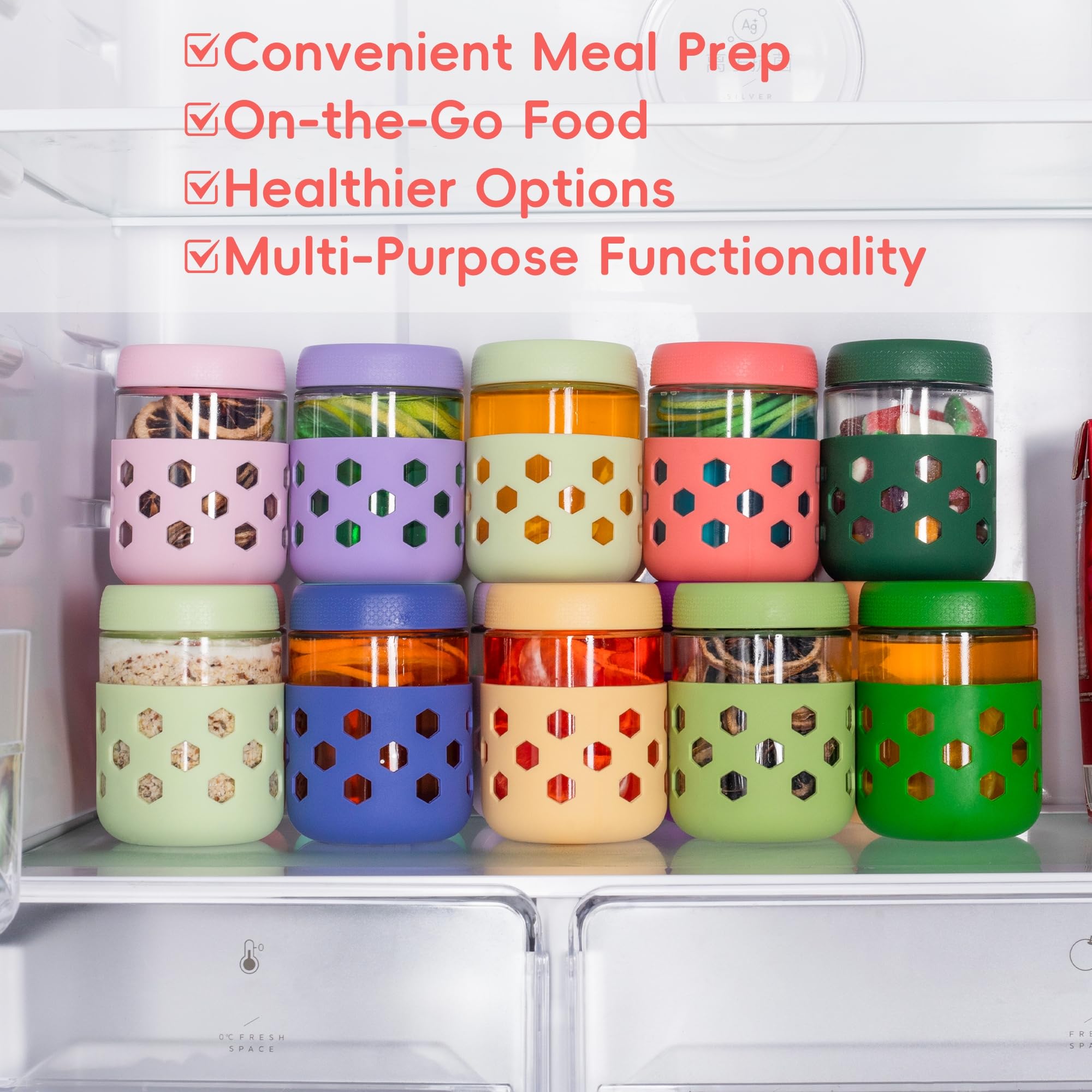 Gemice silicone sleeve protects jars against chips while staying easy to grip.
