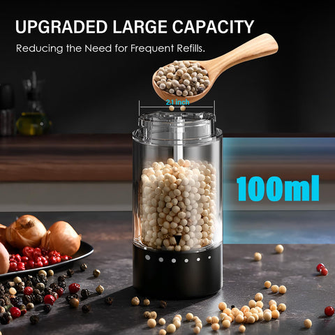 GEMII 360-degree transparent chamber reveals remaining spices at a glance.