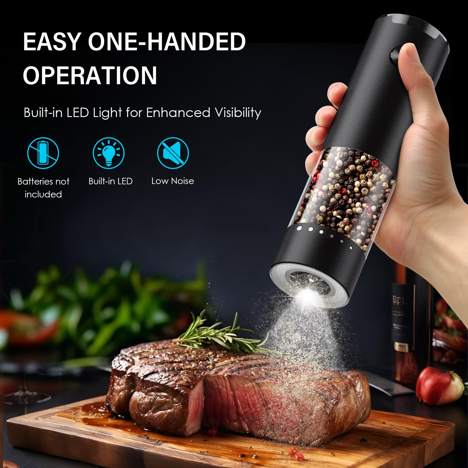GEMII grinder shows 6-level external coarseness control for customized grind.