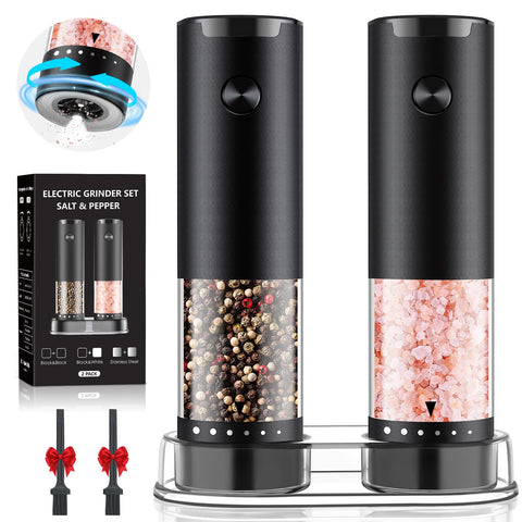 GEMII electric salt and pepper grinder set with LED light for precise seasoning.