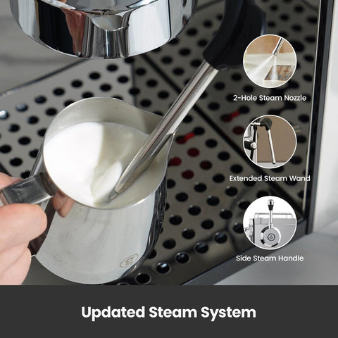 Gemilai Owl Espresso Machine 57oz water tank for longer coffee sessions.