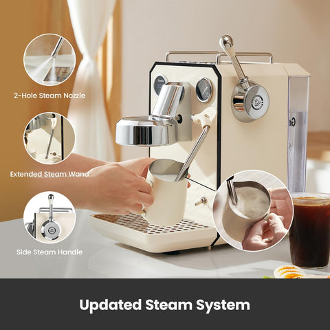 Gemilai Owl Espresso Machine precision brewing head ensuring consistent flavor.