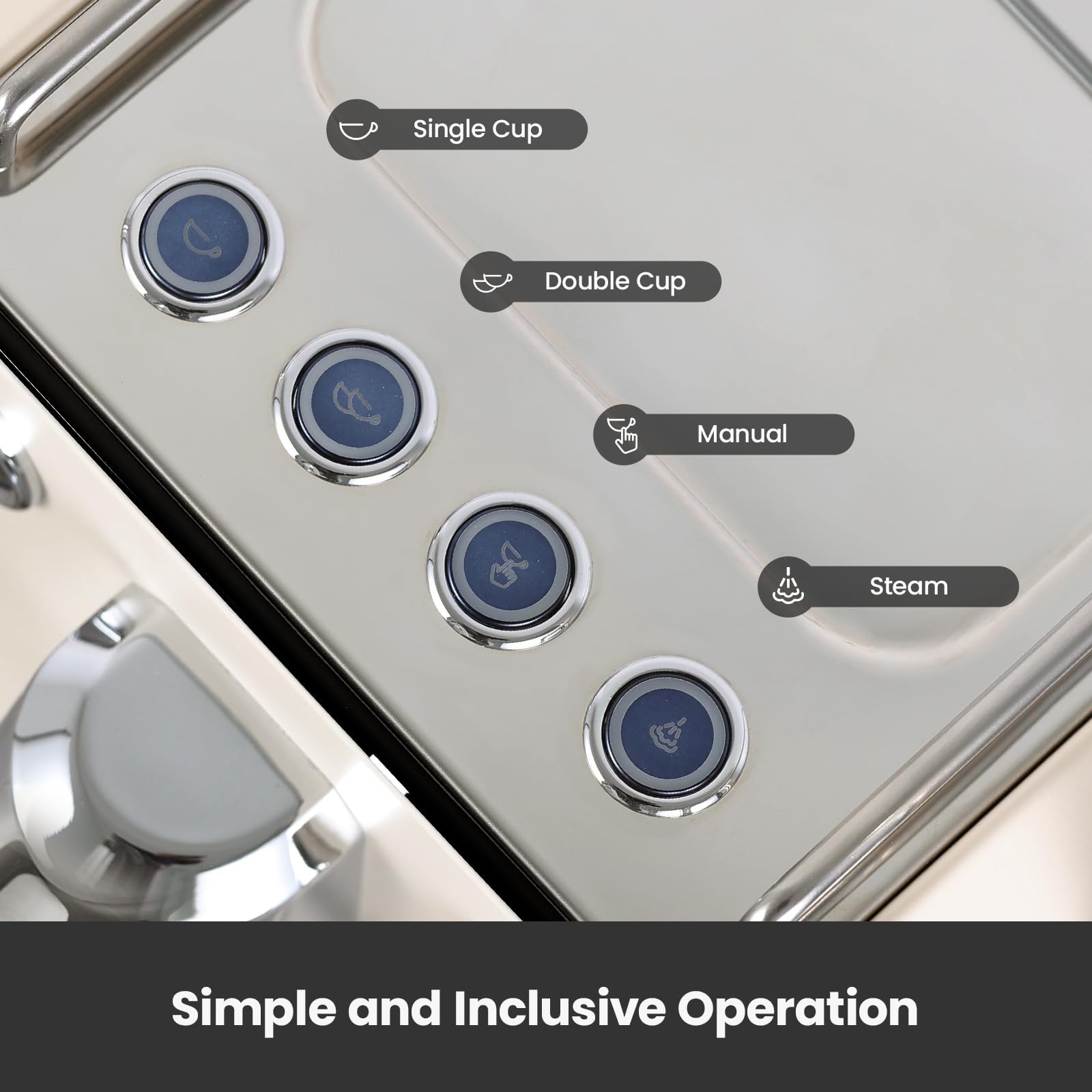 Gemilai Owl Espresso Machine removable drip tray for easy cleaning after use.
