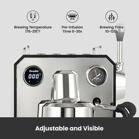 Gemilai Owl Espresso Machine swivel steam wand for precise milk frothing at home.