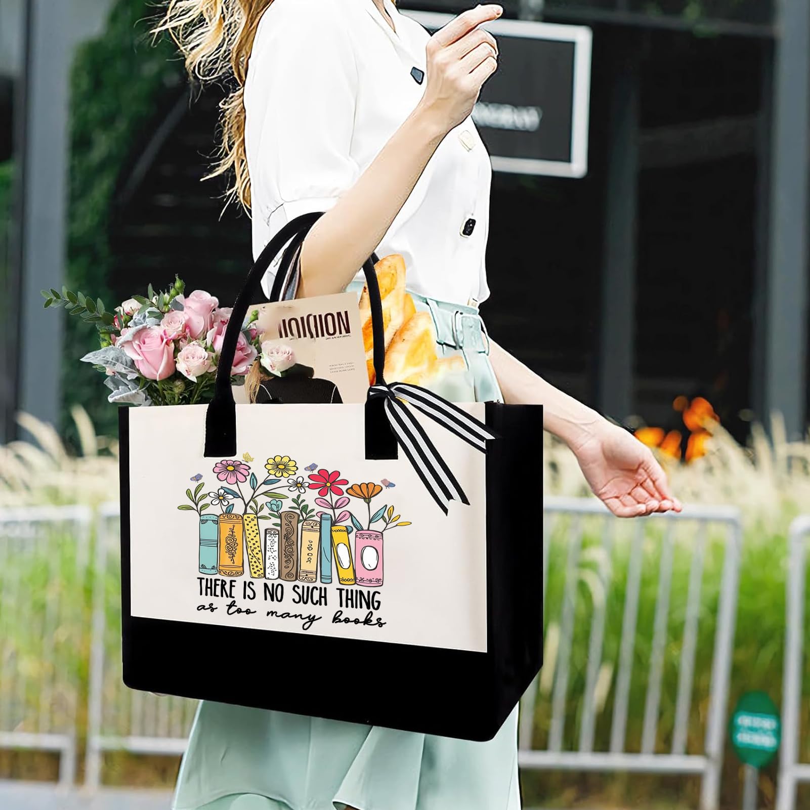 GemsLives book lovers gift tote, perfect for book clubs and librarians.