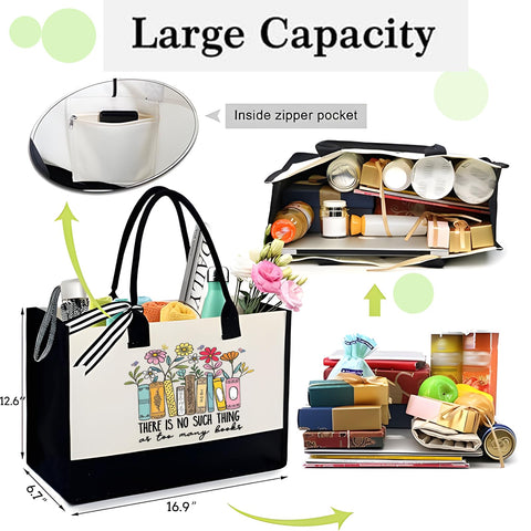 GemsLives large capacity tote, fits clothes, snacks, magazines, and more.