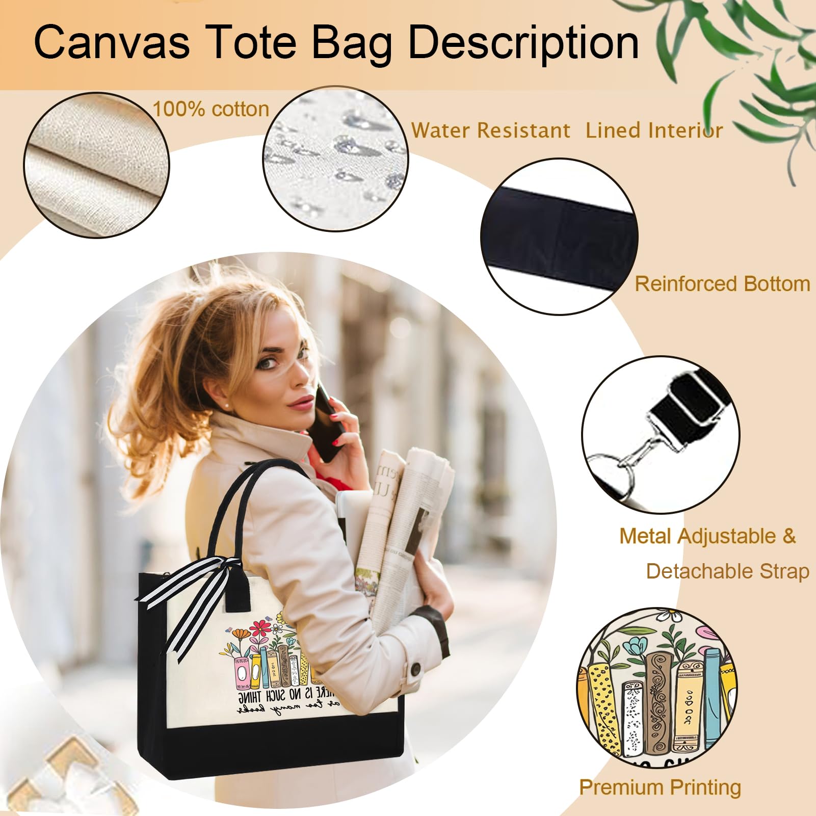GemsLives print tote close-up, vivid design that celebrates bookish charm.