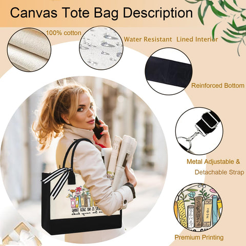 GemsLives print tote close-up, vivid design that celebrates bookish charm.