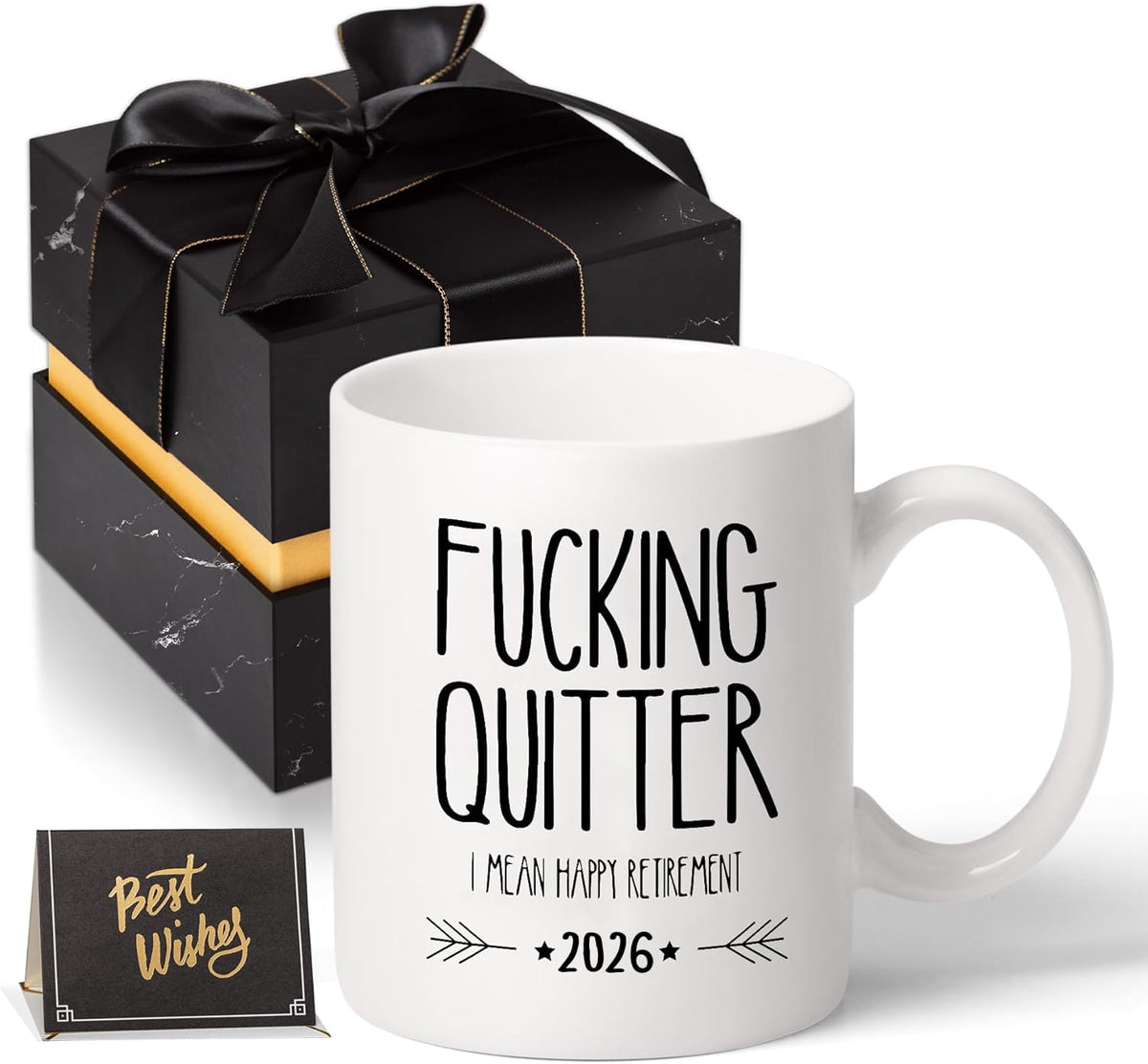 GEMWAVE retirement mug front view with bold humorous quote for a lighthearted celebration