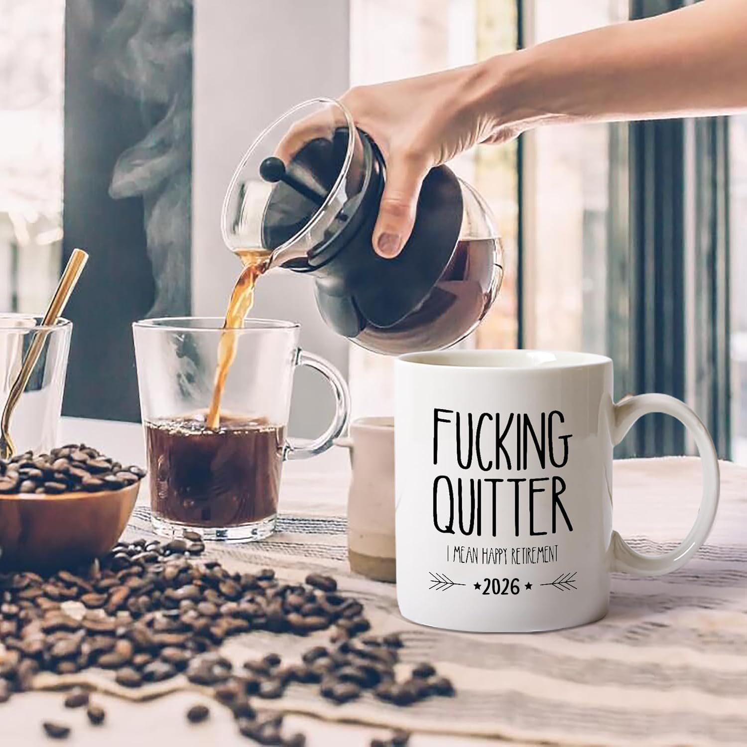 GEMWAVE retirement mug being held showing ergonomic handle for comfortable daily use