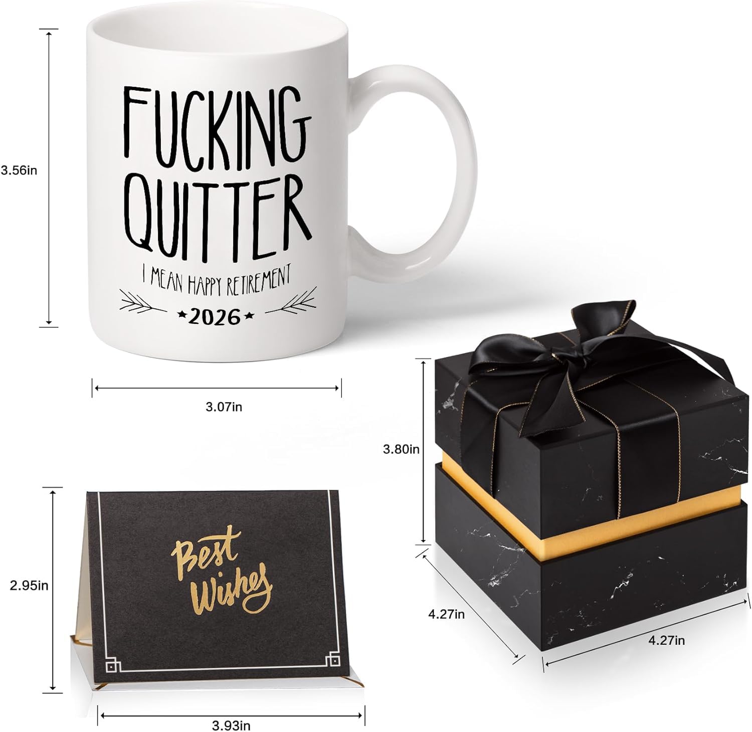 GEMWAVE retirement mug side print highlighting the Quitter joke for coworker humor