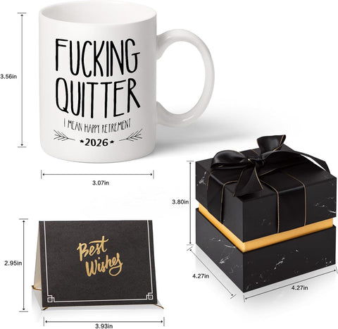 GEMWAVE retirement mug side print highlighting the Quitter joke for coworker humor