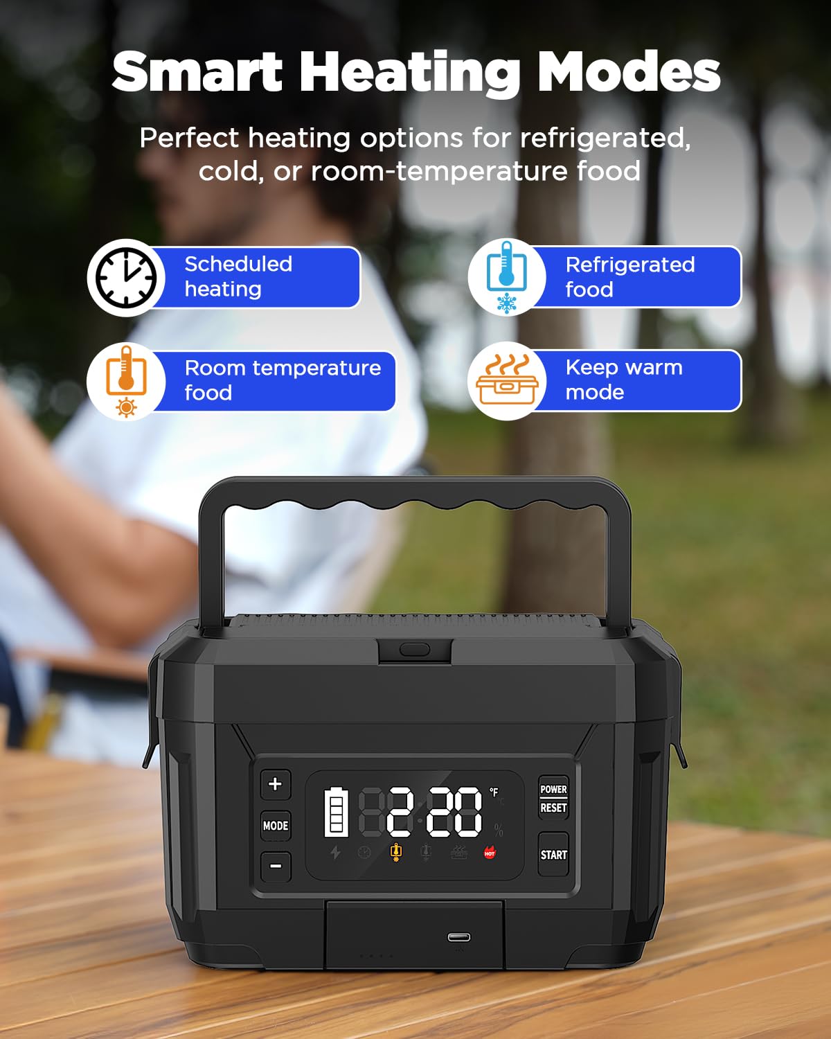 Genasmil 20,000mAh removable battery ready for on-the-go heating.