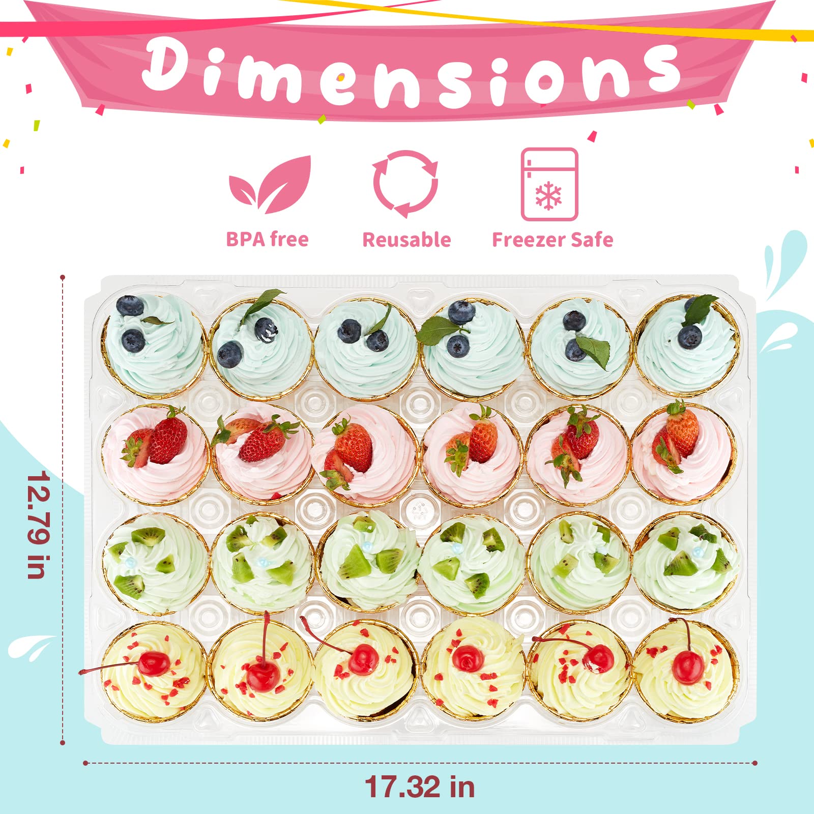 Gencywe clear-cupcake-containers-display offers visibility for frosted cupcakes