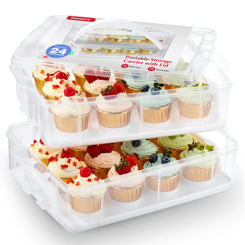 Gencywe cupcake carrier front view showing 24-count capacity for secure transport
