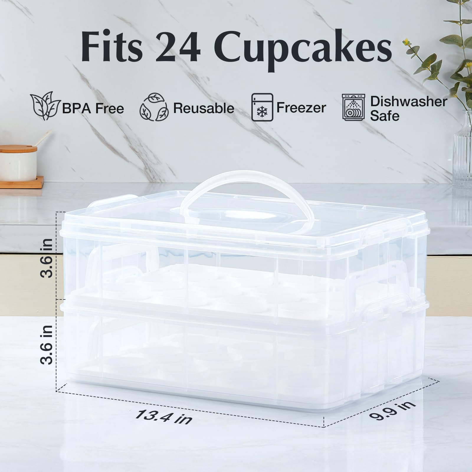 Gencywe cupcake carrier with lid open for easy access and setup