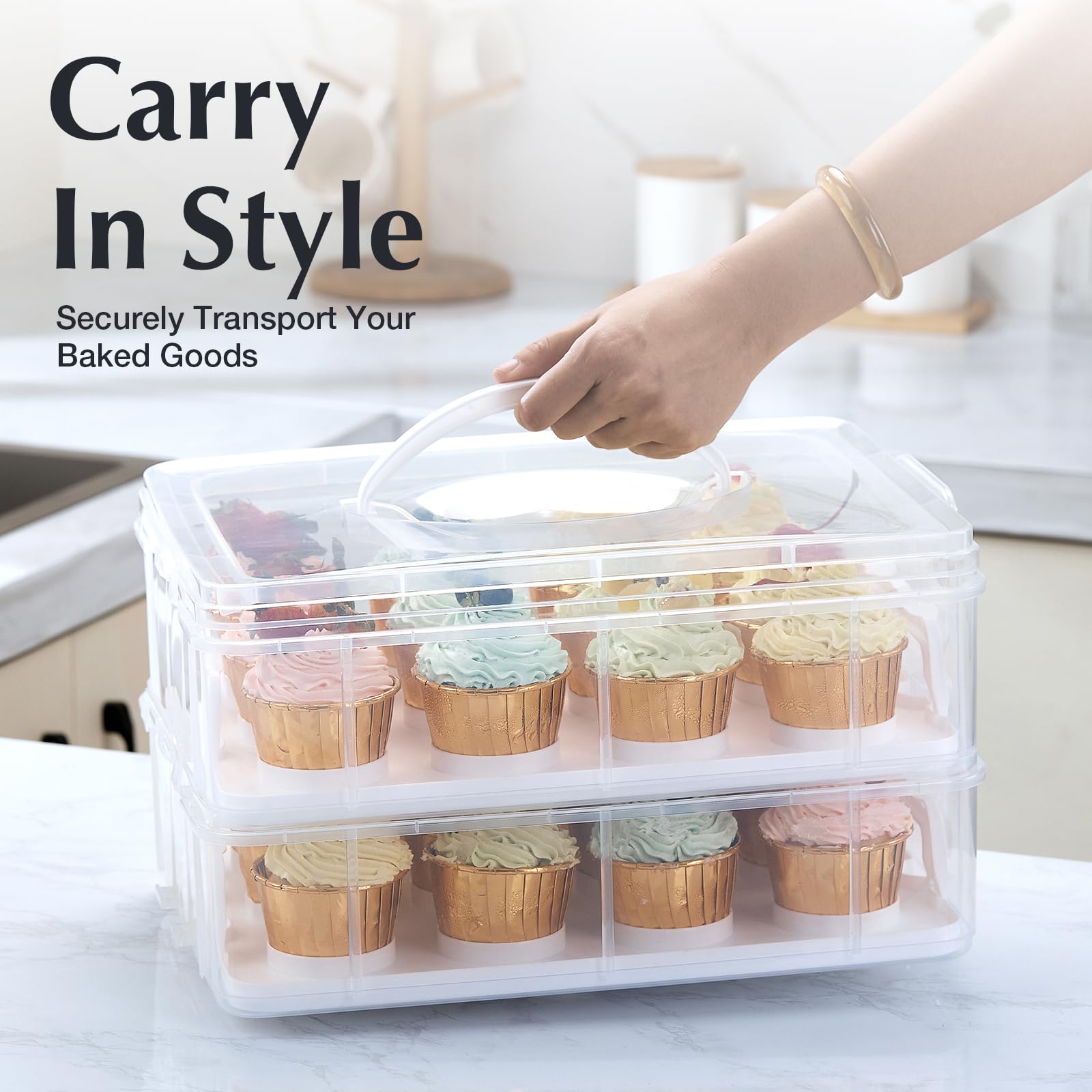 Gencywe insert keeps cupcakes stable during transport, preventing sliding