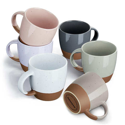 Gencywe Morandi color ceramic mugs set of six, 18oz capacity for daily coffee